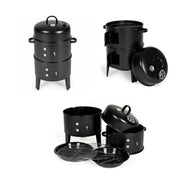 Outdoor Double-Layer Grill – Charcoal Wood-Fired Braising & Smoking Stove, Portable Grill for Camping, Outdoor Cooking, Backyard Kitchen, Patio & Garden BBQ(black)