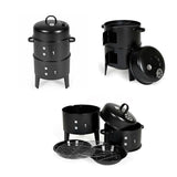Outdoor Double-Layer Grill – Charcoal Wood-Fired Braising & Smoking Stove, Portable Grill for Camping, Outdoor Cooking, Backyard Kitchen, Patio & Garden BBQ(black)