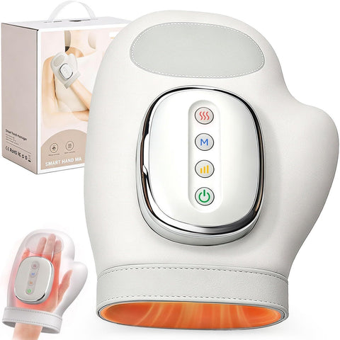 Cordless Hand Massager with Heat and Compression for Arthritis and
Carpal Tunnel Relief, 3 Massage Modes, 5 Intensities, 3 Heat Levels, Electric Handheld Wrist Massagers, Gifts for Women Men(White)