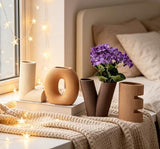 Love Vase 4-Piece Ceramic Vase Set – Stylish Floral Decorative Vases for Entryway, Table Centerpiece & Home Décor(Beige, Light Taupe, Dark Brown)