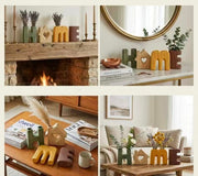 Creative HOME Decor Letter-Shaped Ceramic Vase Set – Ribbed Texture, 4-Piece Set for Modern Home Decoration(Multicolor)