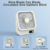 Magnetic Rechargeable Mini Desk Fan with 5-Speed LED Display for Office, Dorm & Bedside Use (White)