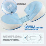 Adjustable Pregnancy Pillow with Velcro Design – Side Sleeping Support for Back, Belly, Hips & Legs, Travel-Friendly Maternity Pillow with Bonus Auxiliary Pillow(Blue)