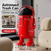 Wheeled Type Astronaut Trash Can for Kids Room – 13L Sliding Lid Waste Bin, Ergonomic Height, Fun Modern Home Decor for Children’s Room, Bedroom, Living Room & Office(red) In Australia - Darrahopens