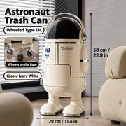 Wheeled Type Astronaut Trash Can for Kids Room – 13L Sliding Lid Waste Bin, Ergonomic Height, Fun Modern Home Decor for Children’s Room, Bedroom, Living Room & Office(Beige) In Australia - Darrahopens