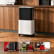 Hydraulic Lift Trash Bin with Adjustable Height 46–70cm – 20L Capacity & 360° Wheels, Space-Saving Waste Bin for Kitchen, Office & Bathroom(White) In Australia - Darrahopens