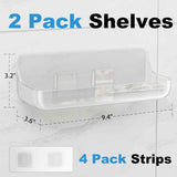 2-Pack Acrylic Adhesive Wall Shelf for Bathroom, Kitchen & Vanity Storage – No Drill, Waterproof with Drainage Holes (Clear)