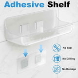 2-Pack Acrylic Adhesive Wall Shelf for Bathroom, Kitchen & Vanity Storage – No Drill, Waterproof with Drainage Holes (Clear)