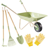 5-Piece Kids Wheelbarrow and Gardening Tool Set, Ages 3+
Metal toy wheelbarrow, extendable broom, hoe, shovel, and gloves for garden, yard, sandbox, and supervised outdoor play(Light Green)