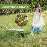 5-Piece Kids Wheelbarrow and Gardening Tool Set, Ages 3+
Metal toy wheelbarrow, extendable broom, hoe, shovel, and gloves for garden, yard, sandbox, and supervised outdoor play(Light Green)