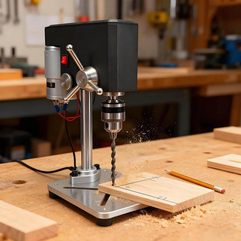 Darrahopens Home & Garden > Hobbies > Arts & Crafts Mini Bench Drill 95W, Max 5000RPM, Adjustable 6mm Chuck, 100mm Spindle Travel, Stable Metal Base with Mounting Slots for Jewelry, Wood, Plastic DIY Crafts(black) In Australia - Darrahopens