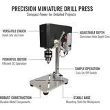 Darrahopens Home & Garden > Hobbies > Arts & Crafts Mini Bench Drill 95W, Max 5000RPM, Adjustable 6mm Chuck, 100mm Spindle Travel, Stable Metal Base with Mounting Slots for Jewelry, Wood, Plastic DIY Crafts(black) In Australia - Darrahopens