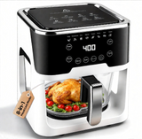 6.0QT Glass Air Fryer with Touchscreen Control – 1500W, Power-Off & Overheat Protection, Adjustable Time & Temperature, 360° Air Circulation, Dishwasher Safe & Easy Clean(white) In Australia - Darrahopens