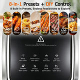 6.0QT Glass Air Fryer with Touchscreen Control – 1500W, Power-Off & Overheat Protection, Adjustable Time & Temperature, 360° Air Circulation, Dishwasher Safe & Easy Clean(white)