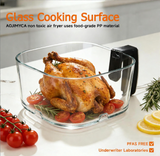 6.0QT Glass Air Fryer with Touchscreen Control – 1500W, Power-Off & Overheat Protection, Adjustable Time & Temperature, 360° Air Circulation, Dishwasher Safe & Easy Clean(white)