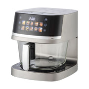 5L Smart Air Fryer with 360° Visible Glass Window, Zero-Coating Titanium Pot, Large Color Screen, One-Touch Control, 200° High-Temp Roasting for Healthy Crispy Meals.(Silver) In Australia - Darrahopens