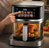5L Smart Air Fryer with 360° Visible Glass Window, Zero-Coating Titanium Pot, Large Color Screen, One-Touch Control, 200° High-Temp Roasting for Healthy Crispy Meals.(Silver)