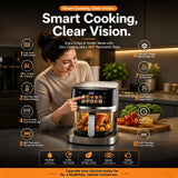5L Smart Air Fryer with 360° Visible Glass Window, Zero-Coating Titanium Pot, Large Color Screen, One-Touch Control, 200° High-Temp Roasting for Healthy Crispy Meals.(Silver)