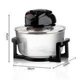 12L 8-in-1 Electric Air Fryer with 360° Panoramic Glass Bowl, 1200W Low-Fat Multi-Purpose Cooker for Roast Chicken, Pizza, and Family Meals.(black)
