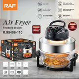 12L 8-in-1 Electric Air Fryer with 360° Panoramic Glass Bowl, 1200W Low-Fat Multi-Purpose Cooker for Roast Chicken, Pizza, and Family Meals.(black)
