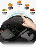 12L 8-in-1 Electric Air Fryer with 360° Panoramic Glass Bowl, 1200W Low-Fat Multi-Purpose Cooker for Roast Chicken, Pizza, and Family Meals.(black)