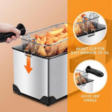 Electric Deep Fryer with Basket, 3.2QT Stainless Steel Countertop
1500W Heating with Adjustable Temperature Control, Viewing Window, Removable Oil Container and Overheat Protection(Silver)
