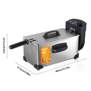 Electric Deep Fryer with Basket, 3.2QT Stainless Steel Countertop
1500W Heating with Adjustable Temperature Control, Viewing Window, Removable Oil Container and Overheat Protection(Silver)