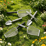 Stainless Steel Garden Sieve Scoop for Soil and Debris Separation-Silver