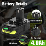 18V P108 Ryobi 18V Battery Replacement P117 Charger Lithium-Ion Battery Power - Black - Size Charger In Australia - Darrahopens