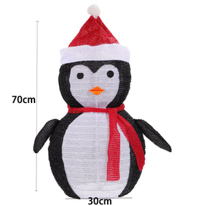 Lighted Christmas Penguin Decoration Lantern – Collapsible Metal Frame Yard Ornament with 45 Cool White LEDs, Waterproof Battery Operated & Timer, Indoor Outdoor Holiday Décor for Porch,Tree, and Lawn