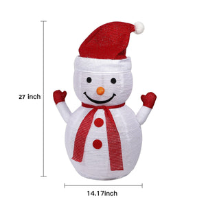 Lighted Christmas Snowman Decoration Lantern, 45 LED Collapsible Pop-Up Ornament with 8 Light Modes & Timer, Indoor Outdoor Holiday Décor