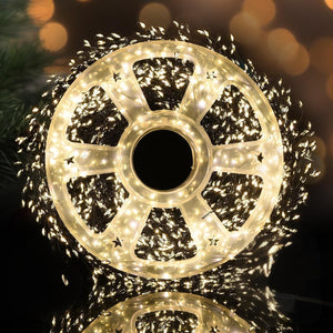 300 LED Warm White Fairy String Lights, 9m Black Wire, Battery-Operated, IP44 Waterproof, Timer Function for Christmas Bedroom Wreath Decor (Batteries Not Included)