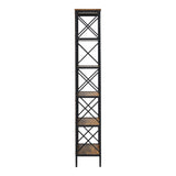6 Tier Tall Bookshelf, Rustic Brown