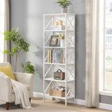 6 Tier Tall Bookshelf, White
