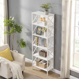 6 Tier Tall Bookshelf, White