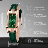 Green Womens Quartz Watch Jewelry Gift Set
