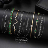 Green Womens Quartz Watch Jewelry Gift Set