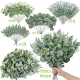 Trendbay 15pcs Mixed Willow & Silver Artificial Eucalyptus Stems & Leaves