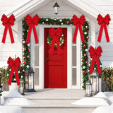 Large Red Velvet Christmas Bow with Gold Glitter Edge