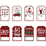 Trendbay Christmas Gift Tags 20pcs Red Plaid Paper Labels