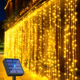 3×3M Blue Solar Curtain Fairy Lights 300 LEDs with 12 Lighting Modes