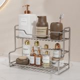 304 Stainless Steel Two Layers Tabletop Storage Rack Kitchen Spice Rack Bathroom Cosmetics Mouthwash Cup Organizer Shelf-Silver In Australia - Darrahopens