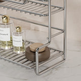 304 Stainless Steel Two Layers Tabletop Storage Rack Kitchen Spice Rack Bathroom Cosmetics Mouthwash Cup Organizer Shelf-Silver