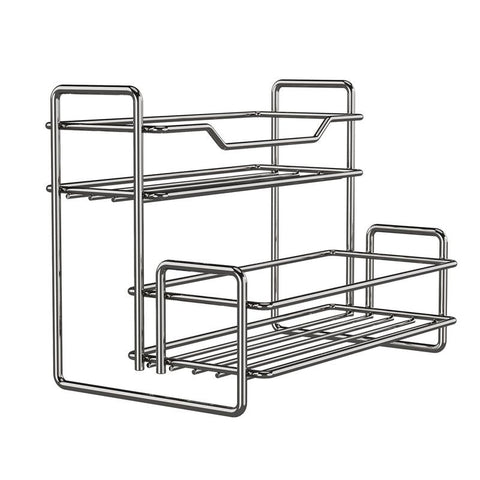 Stainless Steel Two Layers Storage Shelf Kitchen Spice Rack Bathroom Cosmetics Mouthwash Cup Organizer Storage Rack-Silver In Australia - Darrahopens