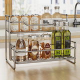 Stainless Steel Two Layers Storage Shelf Kitchen Spice Rack Bathroom Cosmetics Mouthwash Cup Organizer Storage Rack-Silver