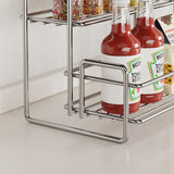 Stainless Steel Two Layers Storage Shelf Kitchen Spice Rack Bathroom Cosmetics Mouthwash Cup Organizer Storage Rack-Silver