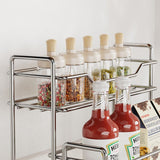 Stainless Steel Two Layers Storage Shelf Kitchen Spice Rack Bathroom Cosmetics Mouthwash Cup Organizer Storage Rack-Silver