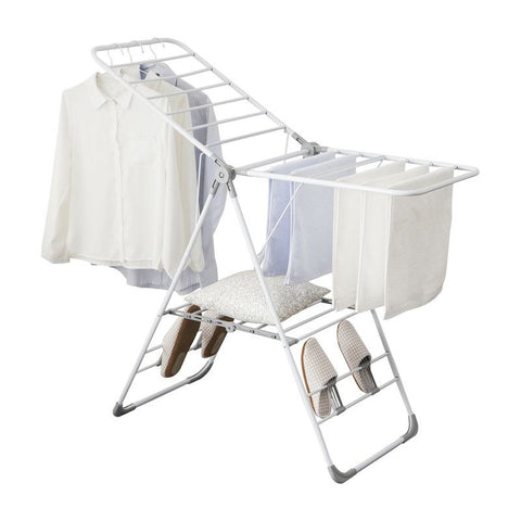 Floor-Standing Folding Wing-Shaped Drying Rack-White In Australia - Darrahopens