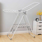 Floor-Standing Folding Wing-Shaped Drying Rack-White