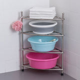 Stainless Steel Bathroom Storage Shelf,Four-Layer Storage Rack, Bathroom Triangular Rack, Washbasin And Bathtub Organizer Rack-Silver